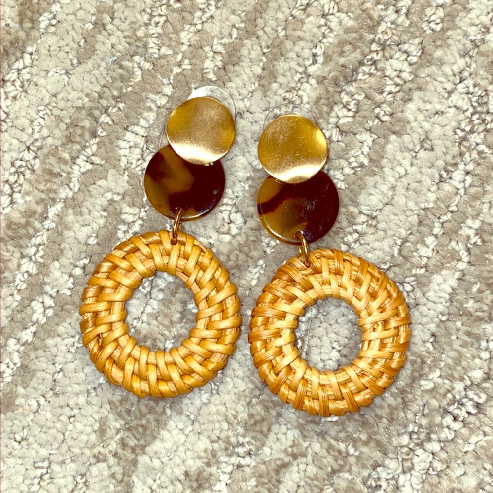 Red Dress Boutique Tortoise, Gold & Straw Earrings